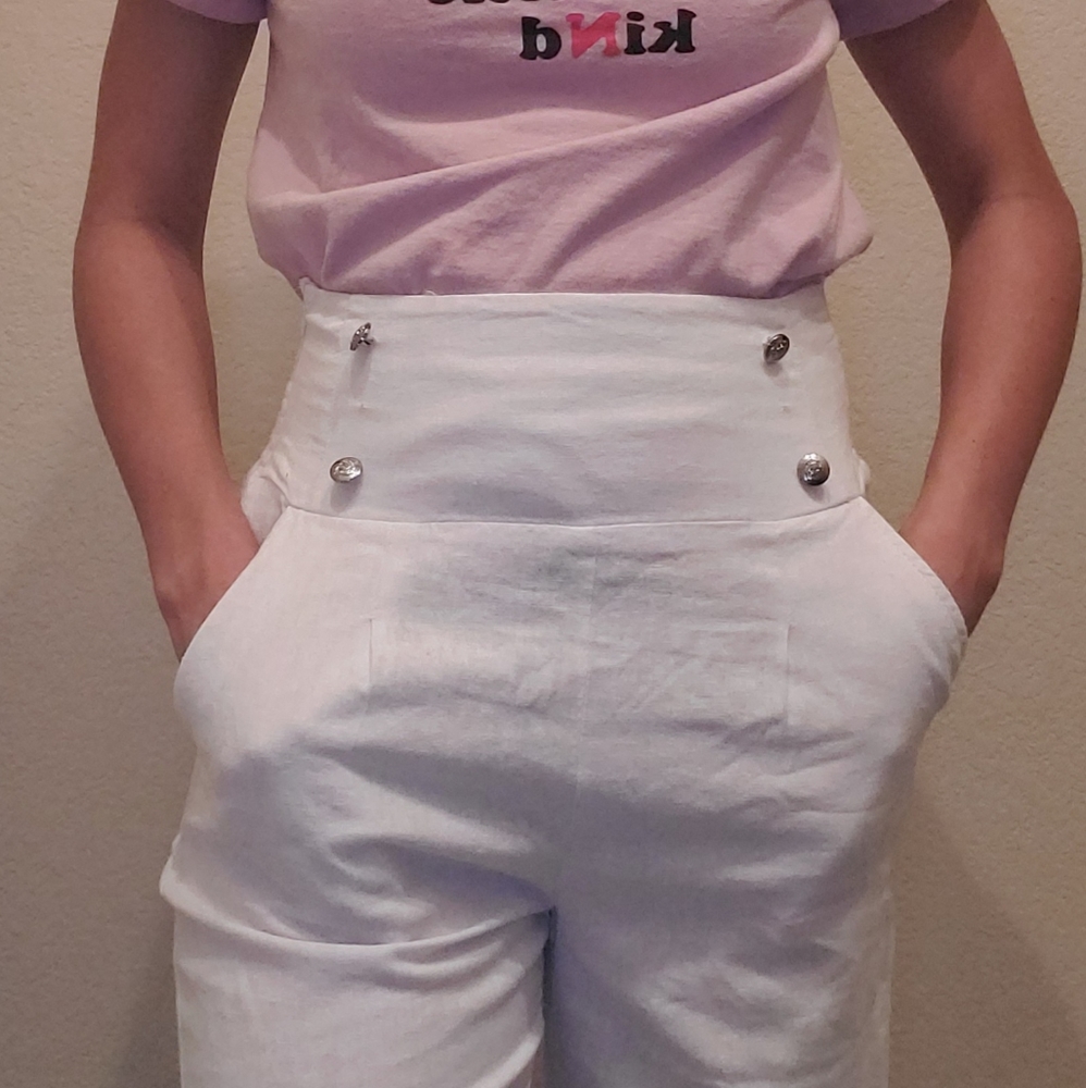 White high waisted pants